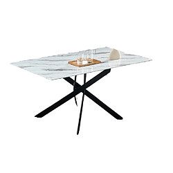 Homy france Table à manger rectangulaire - Marbré blanc