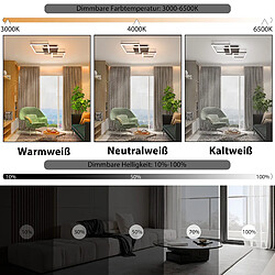 NETTLIFE Plafonnier LED Salon Noir Dimmable Carré Moderne 36w Avec Télécommande