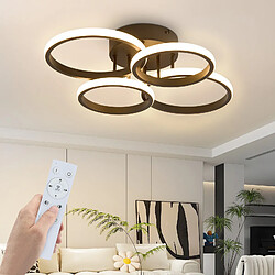 Plafonnier LED NETTLIFE Plafonnier LED 4 anneaux Dimmable Noir 48W Lampe de salon