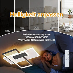 NETTLIFE Plafonnier LED lampe de salon à intensité variable 62 W avec 2 spots de plafond, noir, avec télécommande, design moderne en acrylique