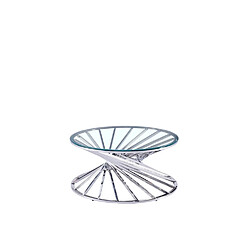 Homy France Table basse ronde NAUTILUS chromé plateau verre D80 cm