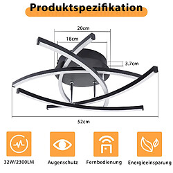 Acheter NETTLIFE Plafonnier LED Chambre Noir Dimmable 32w Moderne Métal Avec Télécommande