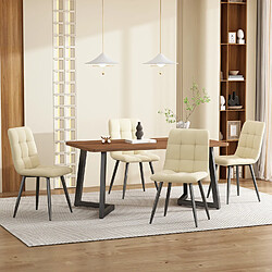 OKWISH Table à manger bois/noir, rectangulaire, pieds métal, 117x68 cm