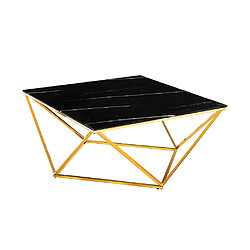 Homy france Table basse carrée verre trempé - Marbré noir
