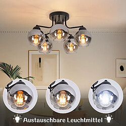 NETTLIFE Plafonnier en verre noir vintage 5 flammes E27 lampe de couloir industrielle