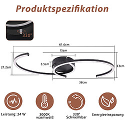 Acheter Plafonnier LED NETTLIFE salon 24W plafonnier moderne 3000K pour couloir cuisine