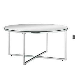 Homy France Table basse ronde LORIE chrome plateau en verre D90 cm