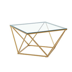 Homy France Table Basse ALINA Gold plateau en verre trempé 80x80x45 cm