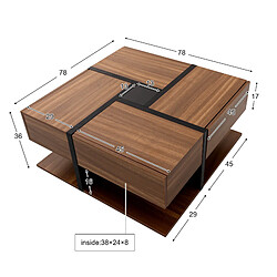 Acheter Okwish Table basse carrée - Naturel et noir