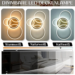 NETTLIFE Plafonnier LED pour salon Noir à intensité variable Design moderne 61 cm Avec télécommande 50 W