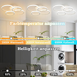 Plafonnier LED NETTLIFE, plafonnier LED à 4 anneaux, intensité variable, blanc, 48 W, lampe de salon