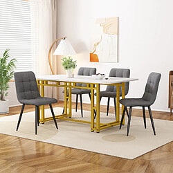 Okwish Ensemble table + 4 chaises - blanc et gris