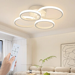 Plafonnier LED NETTLIFE, plafonnier LED à 4 anneaux, intensité variable, blanc, 48 W, lampe de salon