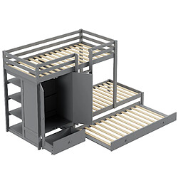 OKWISH Lit superposé 90x200 cm - Lit enfant - Gris pas cher