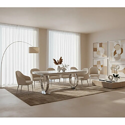 Homy france table à manger rectangulaire - marbré blanc