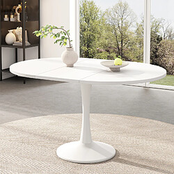 Okwish Table à manger extensible ovale - Blanc