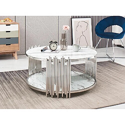 Homy france Table basse ronde verre - Marbré blanc