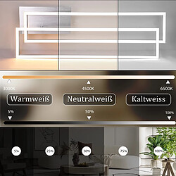 NETTLIFE Plafonnier LED Chambre à coucher - 2 cadres Lampe de chambre à coucher 102CM Moderne Dimmable avec télécommande Plafonnier argenté 36W