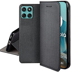 Htdmobiles Housse etui portefeuille avec coque interieure en silicone pour Motorola Edge 60 / 60 Fusion 5G + verre trempe - NOIR MAGNET