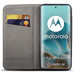Htdmobiles Housse etui portefeuille avec coque interieure en silicone pour Motorola Edge 60 / 60 Fusion 5G + verre trempe - NOIR MAGNET