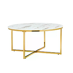 Homy France Table basse ronde LORIE Gold plateau en verre D90 cm