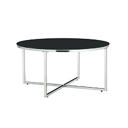 Homy France Table basse ronde LORIE chrome plateau en verre D90 cm