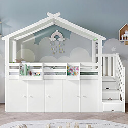 Avis OKWISH Lit mezzanine 90x200 cm - Lit combiné - Blanc+Vert