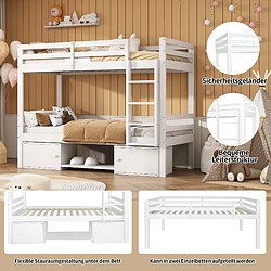 Avis OKWISH Lit superposé 90 x 200 cm - Lit avec rangement - Blanc