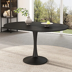 Okwish Table à manger ovale extensible - Noir