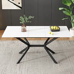 Okwish Table à manger extensible - Blanc et noir