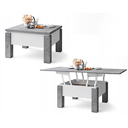 Tendance Table basse GOOSE relevable et extensible de 80 cm à 160 cm en beton et blanc