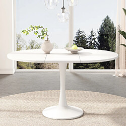 Okwish Table à manger extensible ovale - Blanc