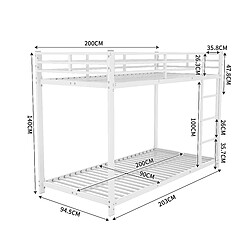 Acheter OKWISH Lit superposé 90x200 cm Lit haut - Blanc