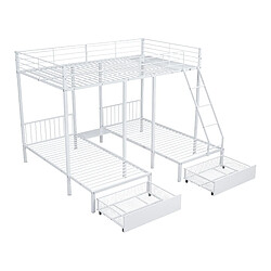 OKWISH Lit superposé 90x200 cm - Lit modulable en lits simples - Blanc pas cher