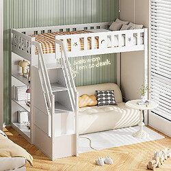 OKWISH Lit mezzanine 90x200 cm Lit combiné - Blanc