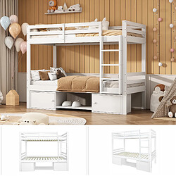 Acheter OKWISH Lit superposé 90 x 200 cm - Lit avec rangement - Blanc