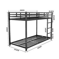 OKWISH Lit superposé 90x200 cm Lit superposé - Noir pas cher