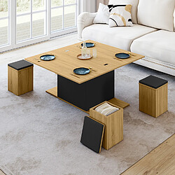 Idmarket TABLE BASSE EDEN AVEC POUFS