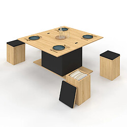 Idmarket TABLE BASSE EDEN AVEC POUFS