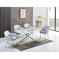 Homy france table à manger - marbré blanc