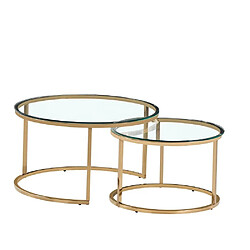 Homy France Lot de 2 tables Basses Gigogne ARTO Gold et plateau en verre