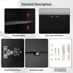 Avis OKWISH Meuble chaussures noir, 3 portes, poignées métal asymétriques