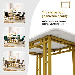 Okwish Table à manger rectangulaire - Blanc et doré