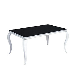 Homy France Table à manger BAROQUE 6 à 8 couverts pieds chrome plateau en verre 180x90 cm noir