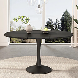 Okwish Table à manger ovale extensible - Noir
