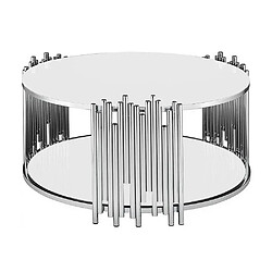 Homy France Table Basse ronde STICK Chrome et plateau en verre D90 H45 cm