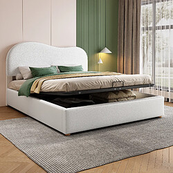 OKWISH Lit coffre 140x200 cm Lit rembourré design - Blanc