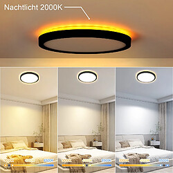 NETTLIFE Plafonnier LED Plat Noir 22cm 18w à Intensité Variable Pour Chambre à Coucher Cuisine 3000k - 6500k