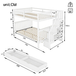 Acheter OKWISH Lit superposé 140x200 cm - Lit enfant - Blanc