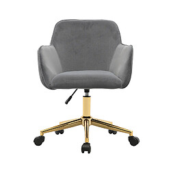OKWISH Chaise de bureau velours, pieds dorés, gris